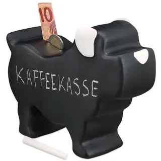 Relaxdays 10 x Spardose Hund zum Beschriften Weiß,Schwarz