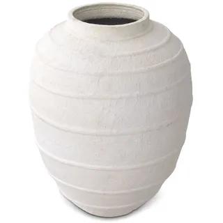 Casa Padrino Luxus Tonvase Matt Weiß Ø 70 x H. 100 cm - Handgefertigte Runde Deko Vase - Wohnzimmer Deko - Garten Deko - Deko Accessoires