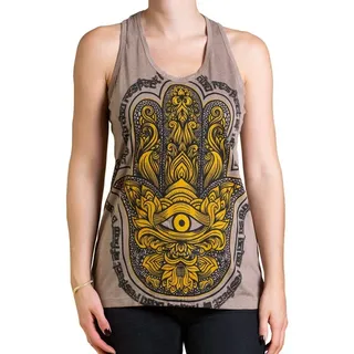 PANASIAM Crop-Top Babu Top Om- oder Hand-Design beige L