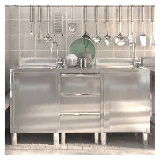 vidaXL Gastro-Küchenschränke 3 Stk. Edelstahl 120 x 60 x 80 cm