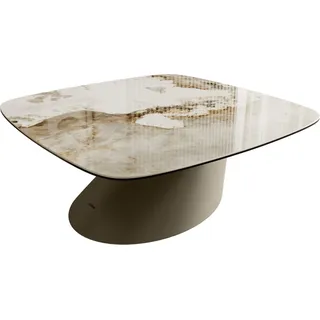 DELIFE Couchtisch Edge, Boot 90x90 cm Keramik Minas Melange Conis Metall Effektfinish Titan beige 90 cm x 34 cm x 90 cm