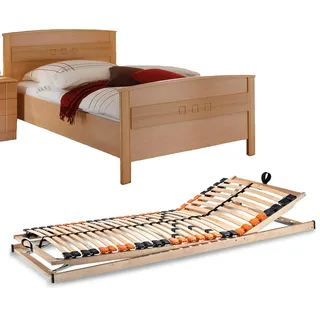 Vaja Set Seniorenbett Buche Dekor mit verstellbarem Lattenrost 100x200