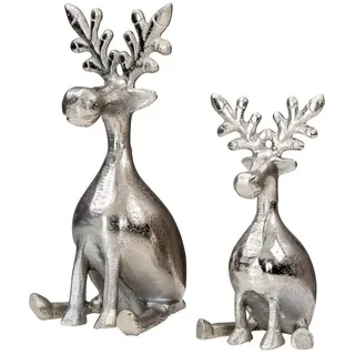 levandeo Dekoobjekt 2er Set Rentier Metall Silber