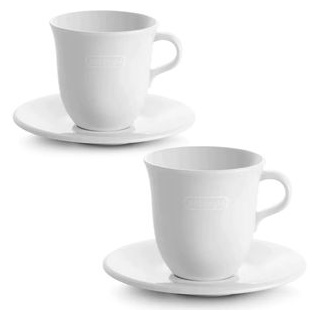 DeLonghi Kaffeetassen Cappuccino DLSC309, 270 ml, Porzellan, 2 Tassen und Untertassen, 4-teilig