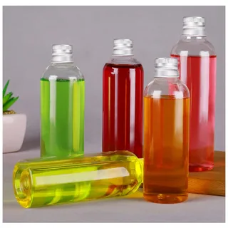 SYJINHUASY Plastikflaschen, 100 ml, Mini Spiritusflaschen mit silberfarbenen Schraubverschlüssen, wiederverwendbare Saucenflasche mit Trichter, für Partys und Hochzeiten (100 ml)