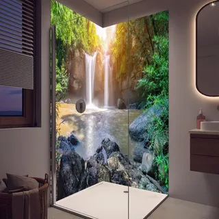 Duschrückwand - Wandverkleidung für Dusche aus ALU Glanz 0,3 cm - 100 x 250 cm - Wasserfall in Malaysia
