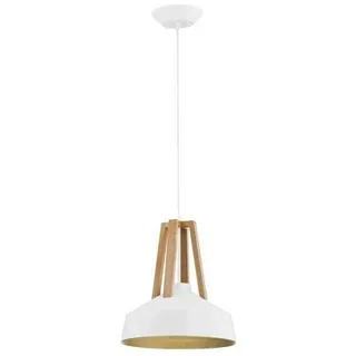 Licht-Erlebnisse Pendelleuchte EDERA, ohne Leuchtmittel, Metall Holz Ø 33 cm H: max. 95 cm Weiß Gold E27 Skandinavisch bunt
