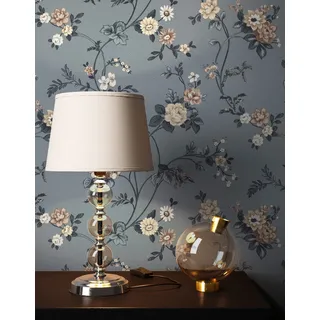 Newroom Tapete Grau Vlies Blumentapete - Landhaus Romantisch Floral Blüten für Wohnzimmer Schlafzimmer