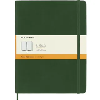 Moleskine Klassisches Notizbuch, Punktierter Notizblock mit weichem Einband und elastischem Verschluss, XL-Format 19 x 25 cm, Farbe Myrtegrün, 192 Seiten