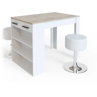 Vicco Esstisch-Set Repose 67 x 100 cm Braun/Weiß