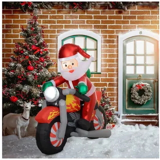 furnicato Weihnachtsfigur Weihnachtsmann auf Motorrad, Gartendeko, LEDs, aufblasbar, w (1 St) rot