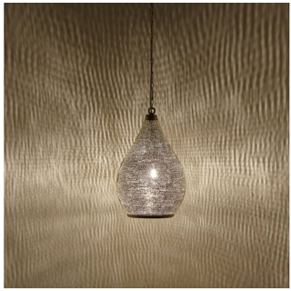 Casa Moro Deckenleuchten Orientalische Lampe marokkanische Hängeleuchte Naouma Sada D17 Silber, ohne Leuchtmittel, Kunsthandwerk aus Marokko, Prachtvolle Pendelleuchte, EL2180 silberfarben