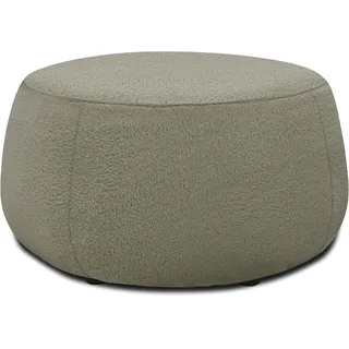 DOMO. collection Polsterhocker Molina, moderner, runder Hocker aus Teddy-Stoff, Sitzhocker, Fußhocker, Beistellhocker, Sofa-Hocker, Garnitur 75 x 75 x 42 cm (BxTxH), Taupe