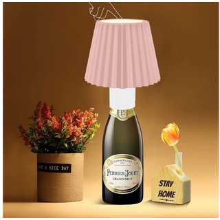 KUGI LED Nachttischlampe LED Tischleuchte Dimmbare Flaschenlampe Akku, Bar-Restaurant-Atmosphärenlicht, Kabellos Weinflaschenlicht,LEDTischleuchte Akku,2000mAh rosa