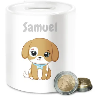 Spardose - Süßer Hund Hunde Hundemotiv Dog Dogs - Unisize - Weiß - hundespardosen Hunde-spardose Hundeliebhaber Keramik hundespardose Hundefreunde für Hundebesitzer personalisierte Name