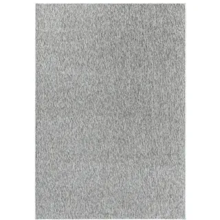 Carpetsale24 Teppich 80x250 cm Hellgrau, Einfarbiger Kurzflor Schlingenteppich für langen Flur, Küche oder Durchgang, Pflegeleicht, modern