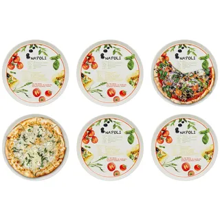 KHG 6er-Set Pizzateller, extra groß mit 30 cm Durchmesser in Napoli Print