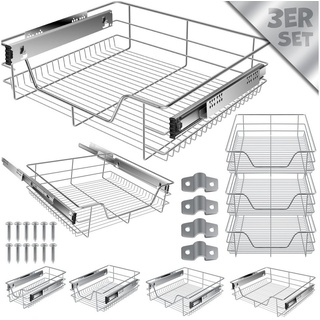 KESSER Schublade, Teleskopschublade Küchenschublade Küchenschrank silberfarben 38 cm x 45 cm
