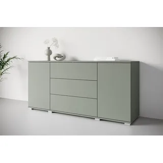OTTO home Sideboard Kenia, Kommode für das Schlafzimmer/Wohnzimmer (1 St), Modernes Sideboard mit 3 Schubladen und 4 Fächern, Breite 150 cm grün