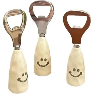 Flaschenöffner Aus Edelstahl Mit Keramikfuß, Niedliches Smiley-gesicht, Witzig Und Dekorativ