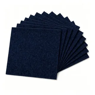 Teppichfliesen Selbstklebend 30x30cm, 10 Stück Teppichboden 0.9m2 Teppich Fliesen, Selbstklebend Teppichboden für Büro, Wohnzimmer, Balkon, Wohnung, Gewerbe (Dunkelblau)