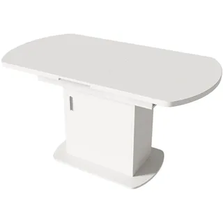 Ausziehbarer Esstisch mit Stauraum, Multifunktionaler Couchtisch für bis zu 6 Personen, Platzsparender minimalistischer ovaler Esstisch,Weiß+Silb... - Weiß/Silber