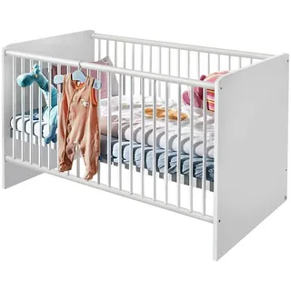 rauch Babybett ALVARA, 70 x 140 cm, Alpinweiß Dekor, inkl. 3-fach höhenverstellbarem Lattenrost, 3 Schlupfsprossen weiß
