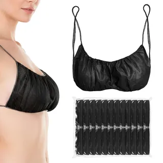 KIBERTIC Einwegunterwäsche Damen, Vliesstoff 30 g, Schwarz, 100 Stück | BH mit Trägern oder Tanga, einzeln verpackt und ohne Bügel: Spray Tanning, Haarentfernung, Massage und Kosmetikstudio