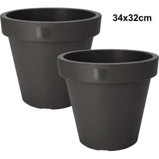 Koopman Blumentopf Blumenkübel Pflanzkübel 3 Größen 2/4 er Set (Set, 2 St., Packung), 2 Stk., Indoor & Outdoor, Schwarz, Kunststoff, Übertopf Garten schwarz Ø 34 cm x 34 cm x 32 cm x 34 cm