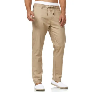 Indicode Leinenhose Herren Veneto Sommerhose Leinen Herrenhose leichte Sommerhose mit Kordelzug braun S