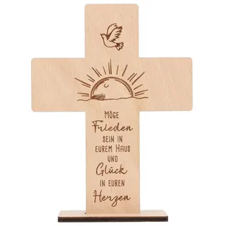 Spruchreif® Dekoobjekt Holzkreuz mit Gravur – Geschenk zur Konfirmation, Kommunion & Taufe