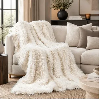 Wohndecke Felldecke Star Home Wohndecke Webpelz Emu Vogel natur 150x200, Star Home Textil, Hergestellt in Deutschland beige