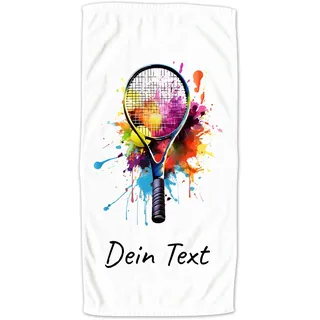 GRAZDesign Sport Handtuch Tennis mit Namen personalisiert, Badetuch für Kinder und Erwachsene - 100x50cm