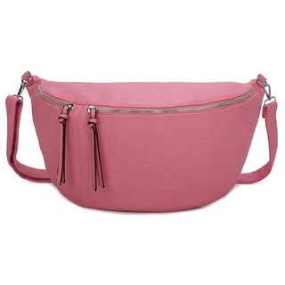 ITALYSHOP24 Schultertasche Damen XXL Tasche CrossBody Body Bag Bauchtasche, als CrossOver, Umhängetasche tragbar, Hüfttasche rosa