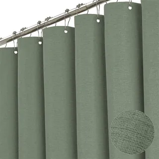 Premium Duschvorhang Leinen Stoff Textil 240x200cm Wasserdicht Anti-Schimmel für Badezimmer Grün 180x200cm