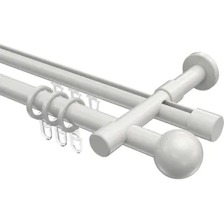 GARDINENSTANGE RUNDROHR-INNENLAUF Prestige Luino 180 cm, 2-läufig, 20 mm Ø Weiß