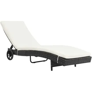 Sonnenliege Mit Rollen Und Auflage Poly Rattan Schwarz