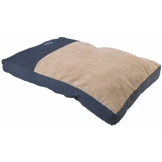 Galileo Casa Gepolsterter Teppich für Hunde, Jeansstoff und Samt, abnehmbar, mit Reißverschluss, 75 x 50 cm, Blau + Beige, Large