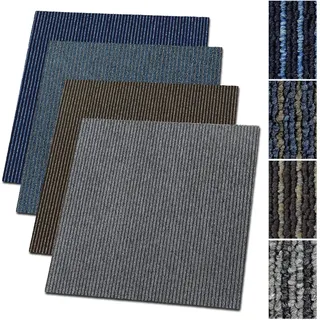 casa pura Teppichfliesen Bohemia 50x50 cm selbstliegend - 6 m2 Set - strapazierfähiger Teppich Bodenbelag mit hochwertigem Schlingenflor - antistatisch mit Bitumen Rücken (Anthrazit-grau, 24 Stück)