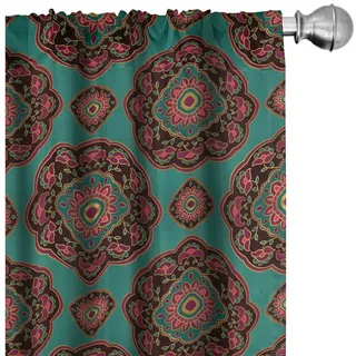 Abakuhaus Gardine Vorhang für Wohnzimmer Schlafzimmer Dekor, Microfaser, orientalisch Floral Mandala Motive bunt 150 cm x 245 cm