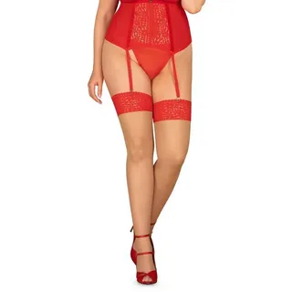 Obsessive Straps-Strümpfe „Blossmina“, rot, XXXXXXL/XXXXXXXL