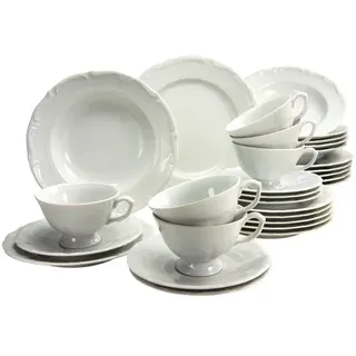 CreaTable 16135 Kombiservice Maria Theresia für 6 Personen, Porzellan, weiß (1 Set, 30-teilig)