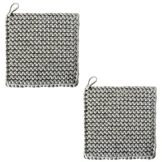 LuxusKollektion Topflappen Gehäkelte Topflappen/Untersetzer 19x19cm natur 2er-Set grau