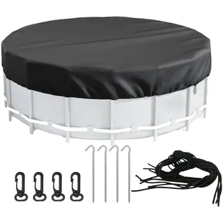 Runde Poolabdeckung 366-Pool Abdeckplane, Uv-Schutz Pool Abdeckplane mit Kordelzug und BodennäGeln Sommer-Poolschutz für wasserdicht und staubdicht
