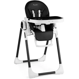 Nukido Hochstuhl Baby Hochstuhl ab 6 monate bis 36 mit Abnehmbarem Tablett Kinder Hochstuhl klappbar für esstisch Stühle 56x75x88 cm Schwarz