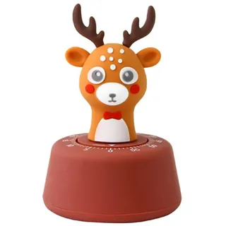Uixxducc Küchentimer Mechanischer Timer, Niedlich Tiere Hirsche 60 Minuten Countdown Timer Kinder Lustige Eieruhr Küche Kurzzeitmesser, Ideal Küchentimer für Kochen, Backen, Sport, Studieren (Braun)