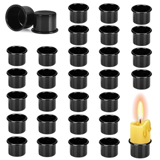 30 Stück Kerzenhalter für Stabkerzen, Kerzenhalter Metall Klein,Kerzenhalter Stabkerze aus Metall,Kerzenhalter Schwarz,Kerzentüllen, für Stabkerzen, Tafelkerzen, Teelichthalter