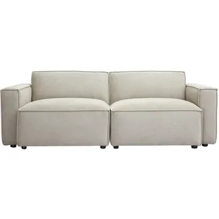 3-Sitzer Modulsofa in beige Samt-Effekt Textil SPLIT