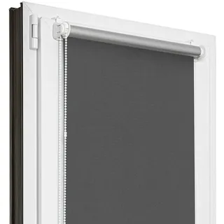 Estika Verdunklungsrollo Thermorollo ohne Bohren - 110 cm x 150 cm - Graphit - 13 Stofffarben, Rollos für Fenster ohne Bohren, Klemmfix-Rollos für Innenfenster (110 cm Stoffbreite)