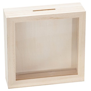 Spardose "Rahmen" aus Holz, 17 x 17 cm